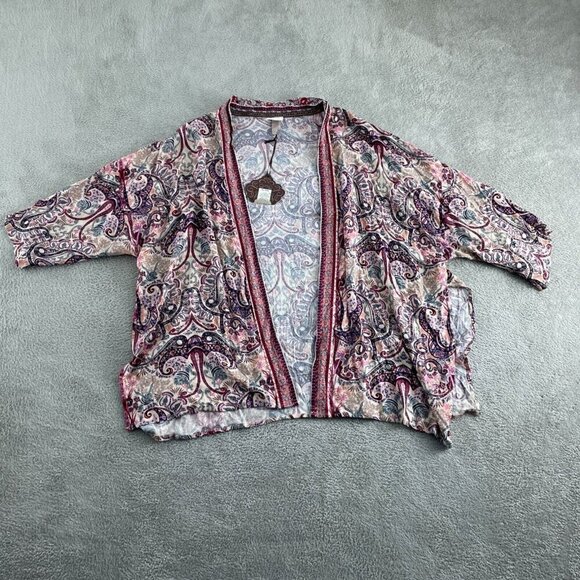 Knox Rose Womens Paisley Kimono Cardigan XL/XXL 100% Rayon Multicolor 5570 - Picture 1 of 10
